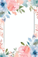 Water Color Pastel Flower and bloom, Wedding decorative perfect rectangle frame border with roses.