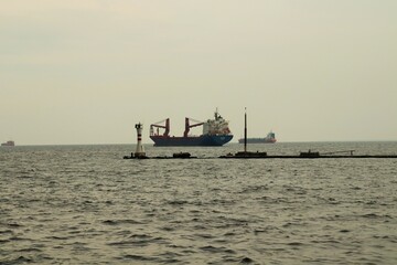  Cargo sea vessel on the roads of the port of the city of Izmir