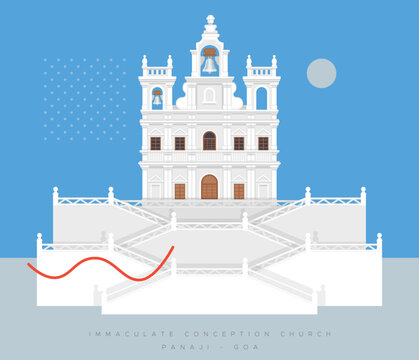 Our Lady of the Immaculate Conception Church - Panaji - Goa - Stock Illustration