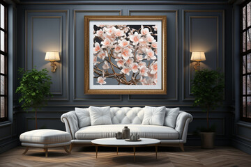 A sophisticated gold frame, adding a glamorous touch to any room decor Generative AI