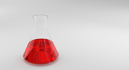 3D render of liquid in experimental test tube, Science laboratory equipment