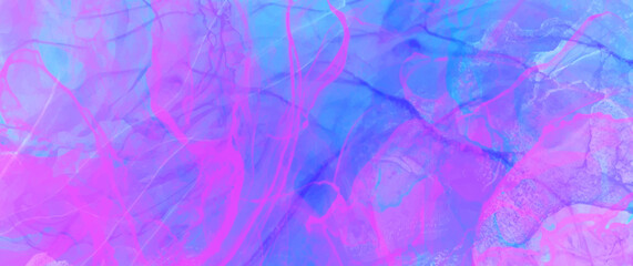 Pink and blue vector watercolor background for cover design, card, flyer, poster. Alcohol ink drawing effect. Abstract illustration design template. Liquid watercolor backdrop.