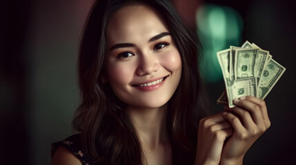 ai generated illustration  girl holding cash