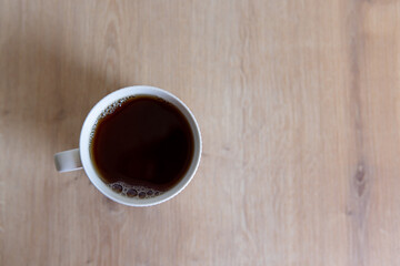 cup of tea on the wooden background flat lay