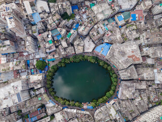 Aerial view of Gol Talab also known as Nawab Bari Pukur in Dhaka,Bangladesh.  © Muhammadamdadphoto