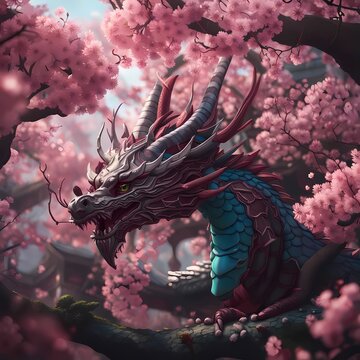 Rose dragons in the sky