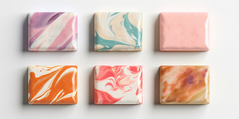Different natural handmade soap bars, spa organic product, ai generated