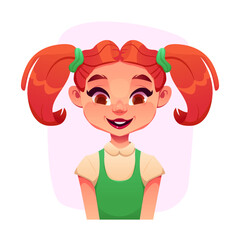 Cute Little Kid Girl Show Happy and So Excited. Cartoon Character Vector Illustration Isolated.