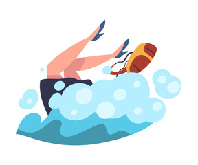 Woman Entrepreneur Character Drowning in Water Vector Illustration