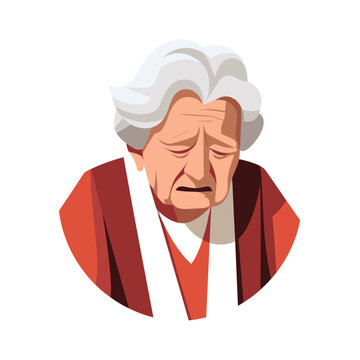 crying old woman vector flat minimalistic isolated illustration
