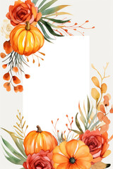 Mockup for invitation, greeting card, menu for autumn hollidays, halloween, thanksgiving in warm watercolor colors