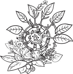 machine with gears and cogs line 