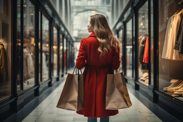 Fototapeta premium Woman shoppingGenerative AI