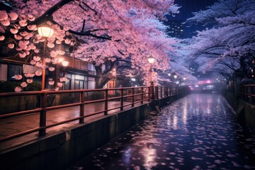 Fototapeta premium Cherry Blossoms at night in Tokyo 