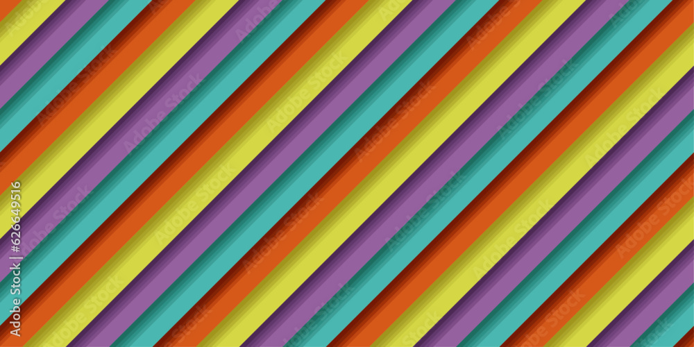 Aufkleber Repeating colored and diagonal ribbons. Seamless pattern of layers in the form of diagonal stripes. Colorful diagonals.