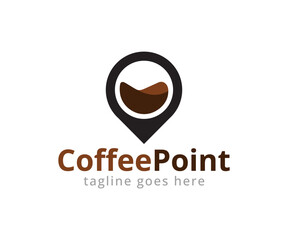 Coffee shop point logo design template. Coffee shop precise locations vector Illustrator
