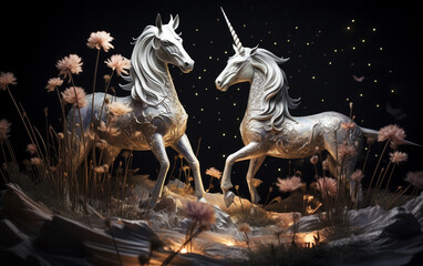 Fantastic Unicorns under the stars