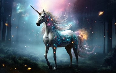 Obraz na płótnie Canvas Fantastic Unicorns under the stars