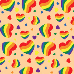 lgbt community patern, vector graphics, rainbow heart patern, flat design