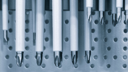 Slotted screw driver and phillips screw driver, Close up Screwdriver, metal tool, plastic handle, orange black