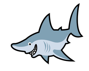 Shark smile. Cartoon character of sea predator. Vector image for logo, prints, poster or illustrations.