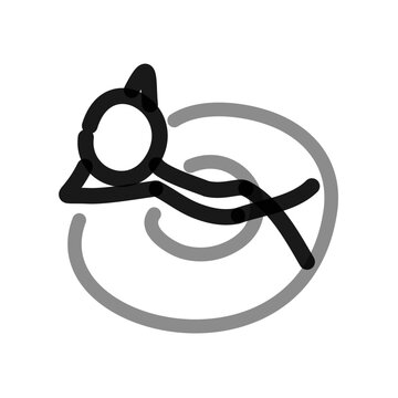 relaxing on a floating inflatable ring, simple line art drawing
