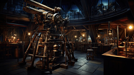 Fototapeta na wymiar Illustration of Steampunk game observatory.