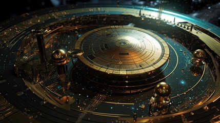 Obraz premium Illustration of Steampunk game observatory.