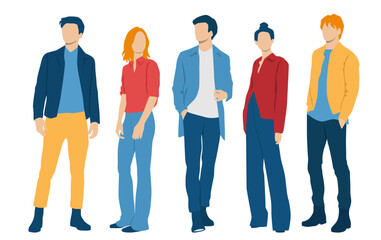 Fototapeta premium man; woman; people; cartoon character; standing; fiat icon; silhouette; men; fashion; businessman; casual; vector; fashion model; happy; girl; still; attractive; shape; profile; frustration; person; f
