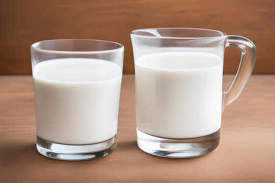 Pure and nutritious cow's milk in a transparent glass