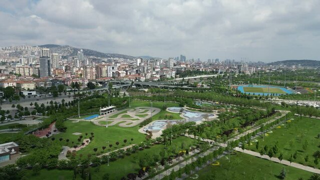 Maltepe Orhangazi city park views from drone