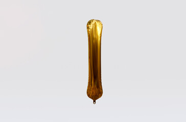 Gold Balloon Letter I 3d render 