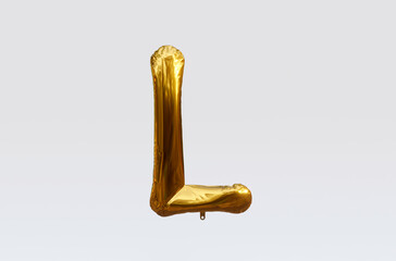 Gold Balloon Letter L 3d render 