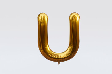 Gold Balloon Letter U 3d render 