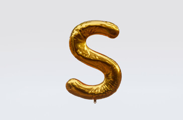 Gold Balloon Letter S 3d render 