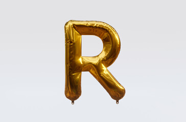 Gold Balloon Letter R 3d render 