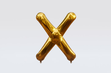 Gold Balloon Letter X 3d render 