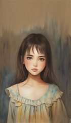 Fototapeta premium 黒い髪の美しい少女 Generative AI