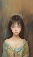 黒い髪の美しい少女　Generative AI