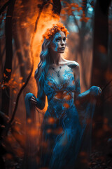 Fototapeta na wymiar Portrait of a beautiful forest enchantress