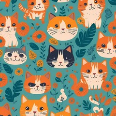Whimsical Animal Wonderland: Dive into the Adorable Charm of a Seamless Cartoon Pattern!