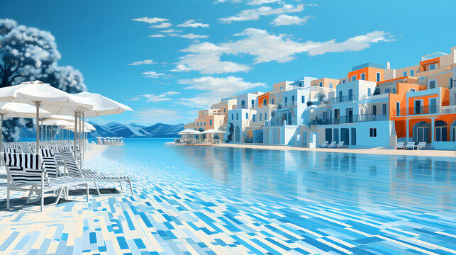 Seaside Serenity, Mediterranean Luxury Lifestyle by the Pool and Ocean.