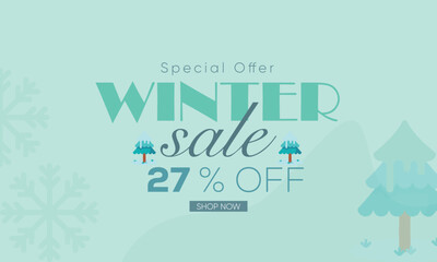 winter sale banner vector, winter sale 27% off, winter 27% off, winter sale banner background