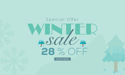 winter sale banner vector, winter sale 28% off, winter 28% off, winter sale banner background