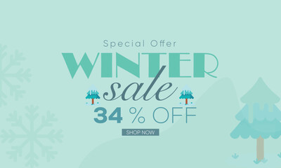 winter sale banner vector, winter sale 34% off, winter 34% off, winter sale banner background