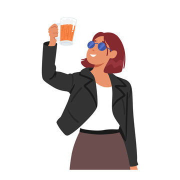 Young Woman Enjoys A Refreshing Beer, Female Character Savoring Its Flavor And Embracing The Social Experience It Brings