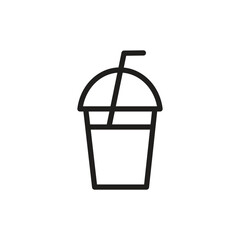 Milkshake drink icon. Line version vector sign, logo illustration.