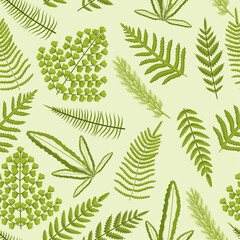 Seamless Pattern With Delicate Fern Leaves Intricately Arranged, Creating A Soothing And Nature-inspired Design