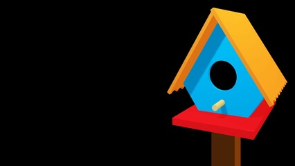 Birdhouse made of colored wood to place in homes