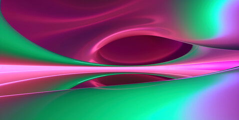Abstract pink and green background with lines and curves